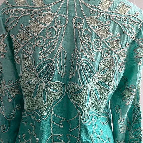 Sandy Starkman Vintage Raw Silk Embroidered Beaded Jacket - Picture 10 of 16